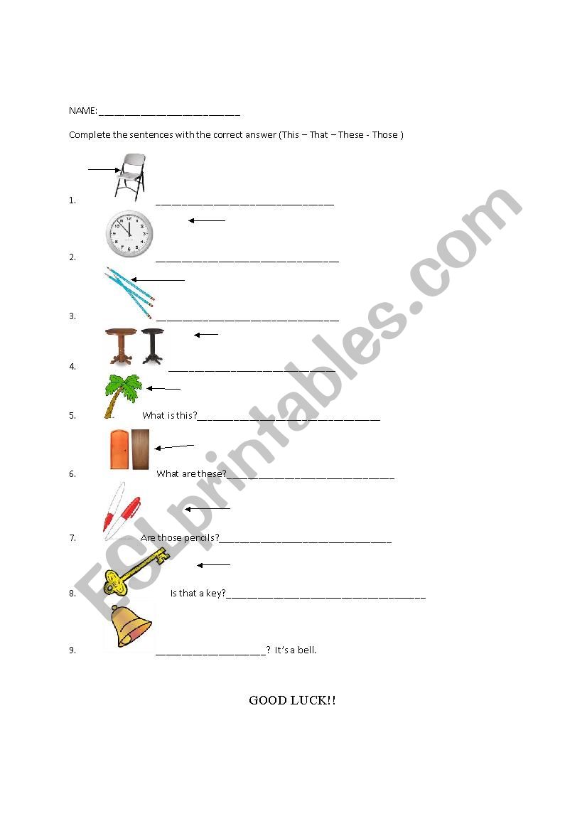 This / That worksheet