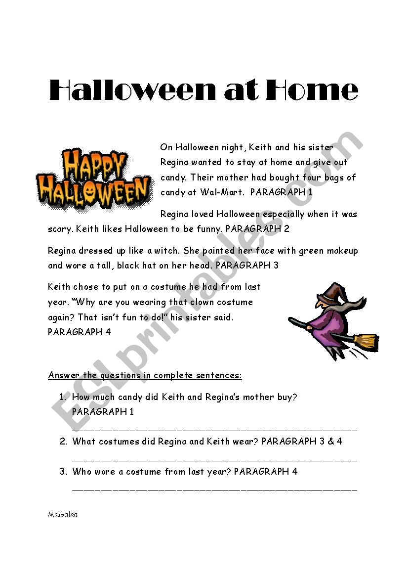 Halloween Reading Comprehension