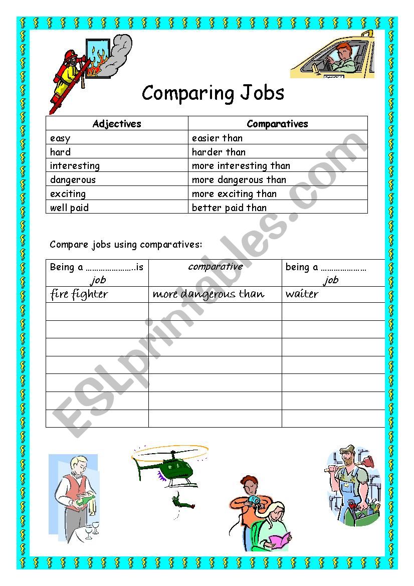 Comparing Jobs worksheet