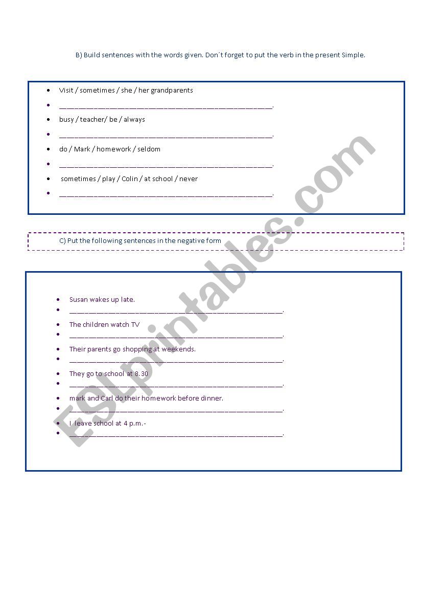 simple present and daily routines