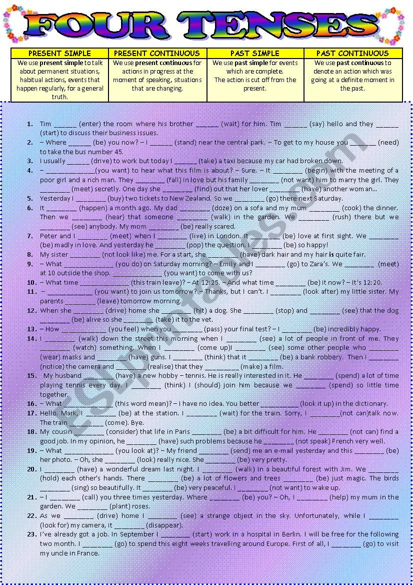 FOUR TENSES worksheet