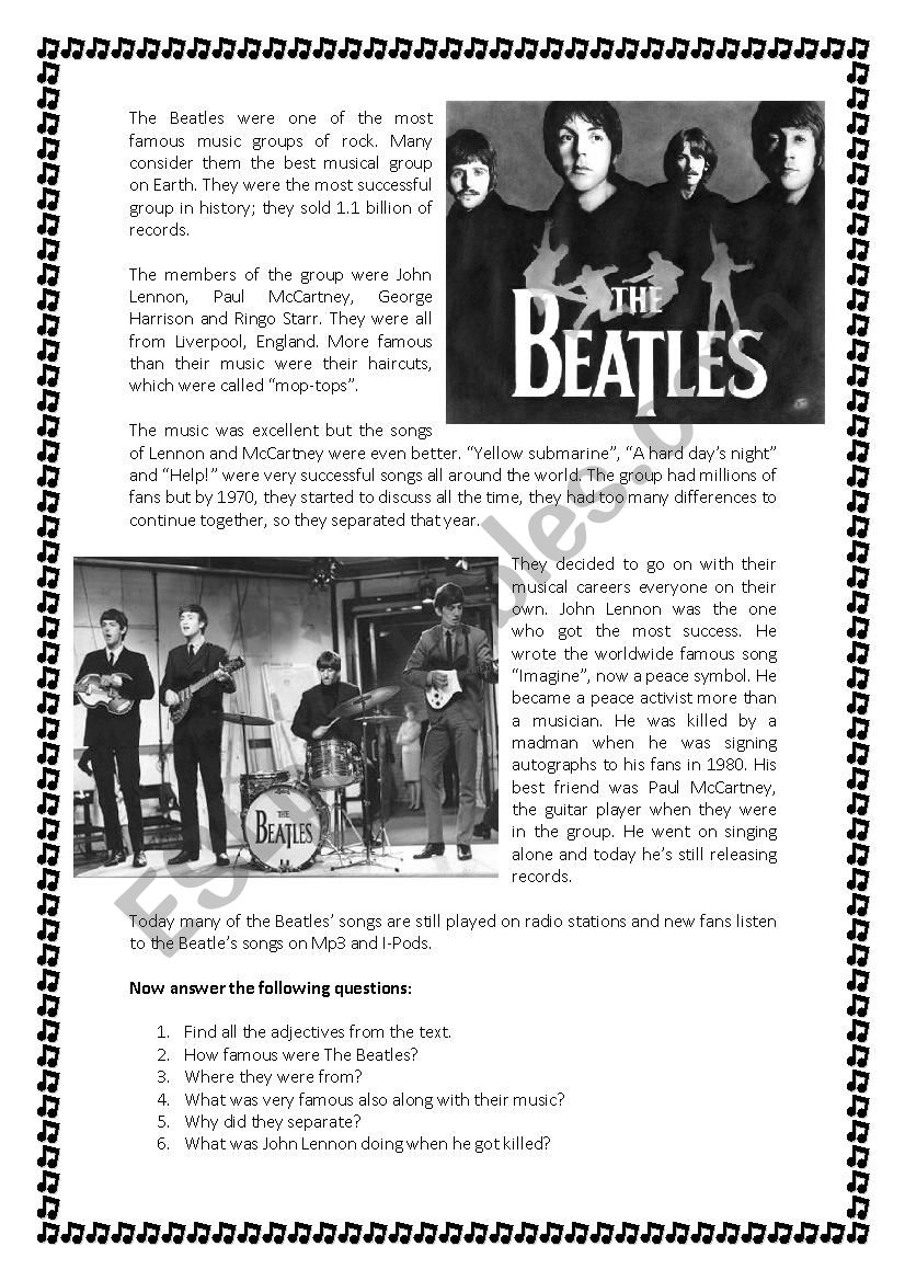 The Beatles worksheet