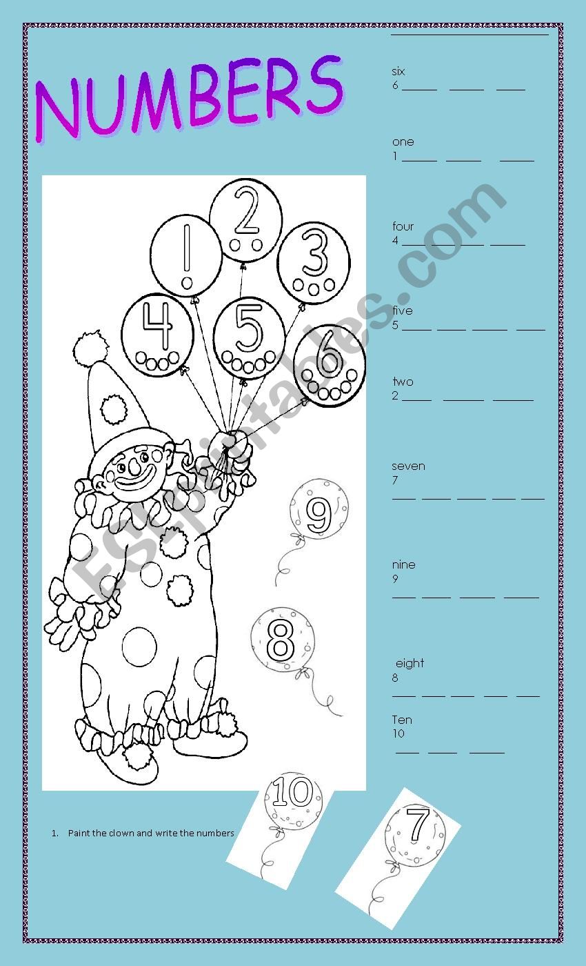 numbers worksheet