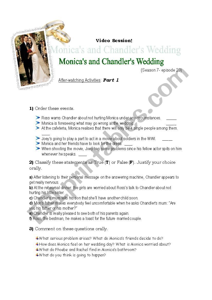 Video Session FRIENDS- The one with ChandlerÂ´s and MonicaÂ´s wedding