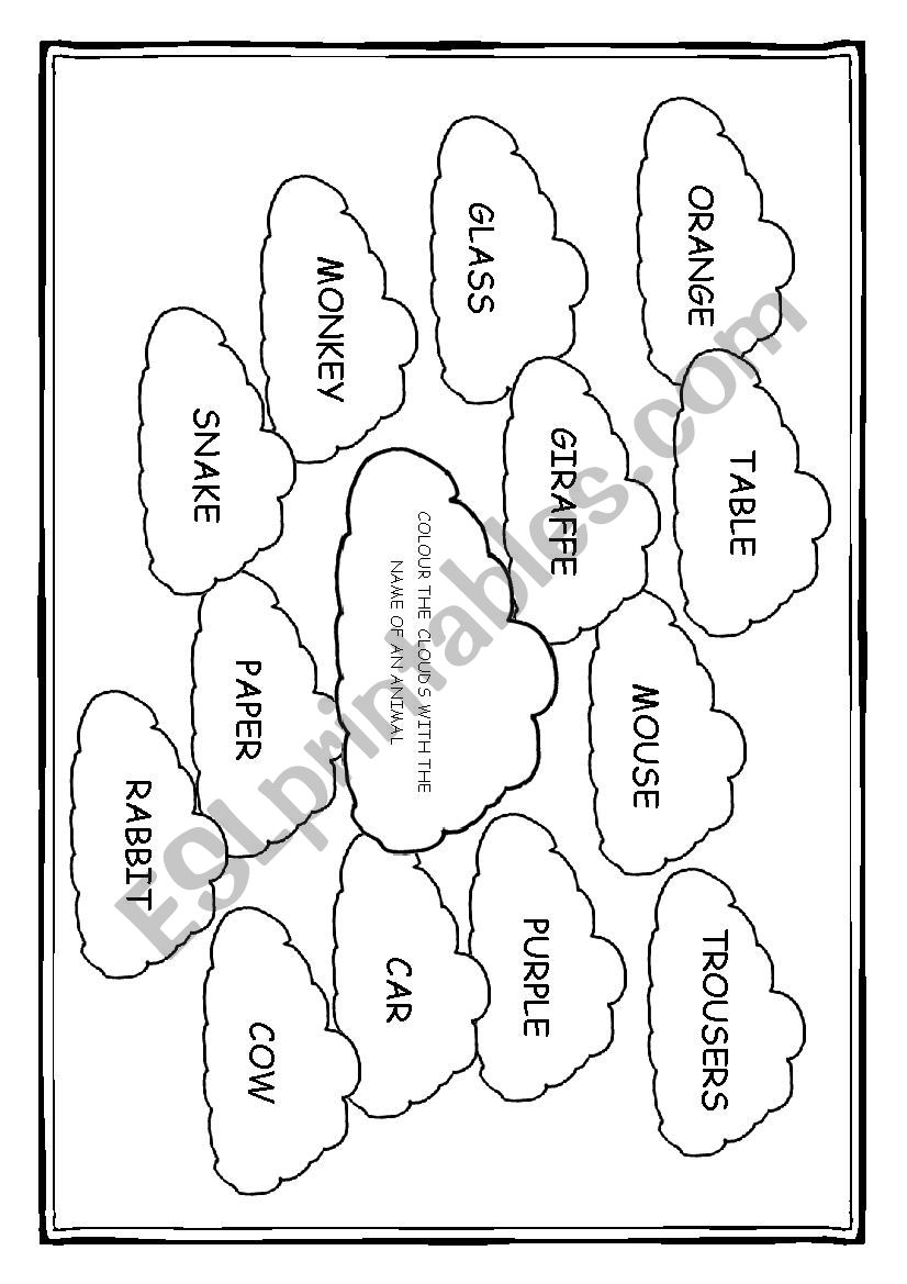 COLOUR THE CLOUDS worksheet