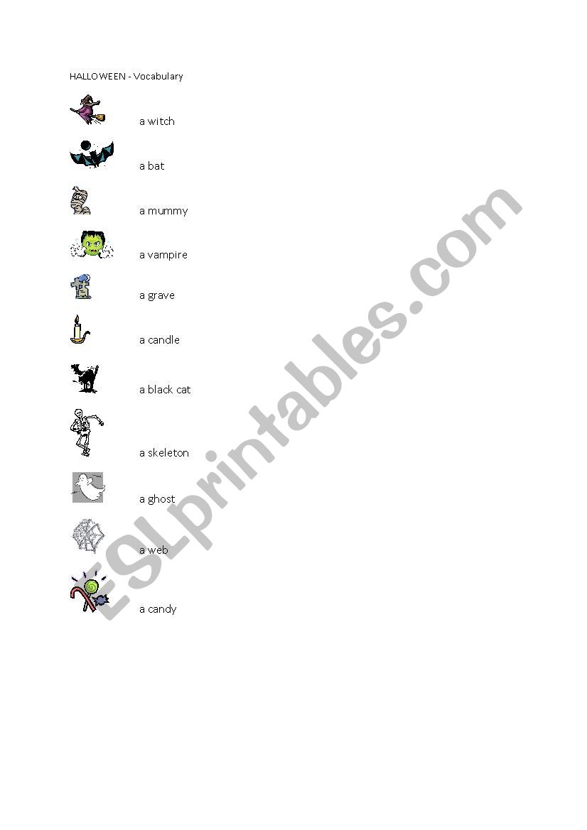 Halloween vocabulary with pictures