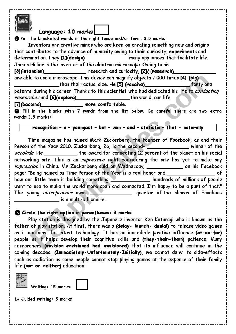 End term test nb 2 Language exercises