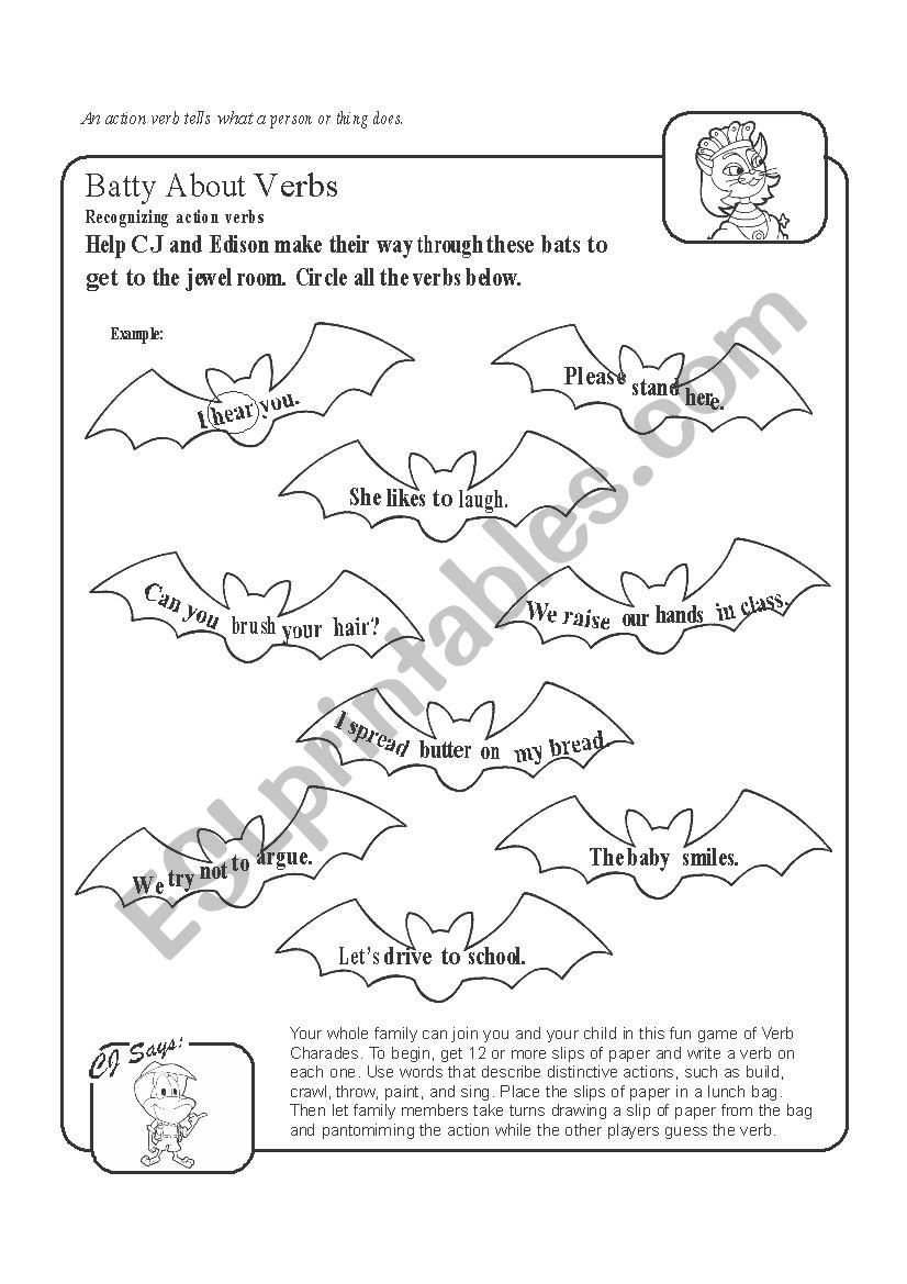 action verbs worksheet