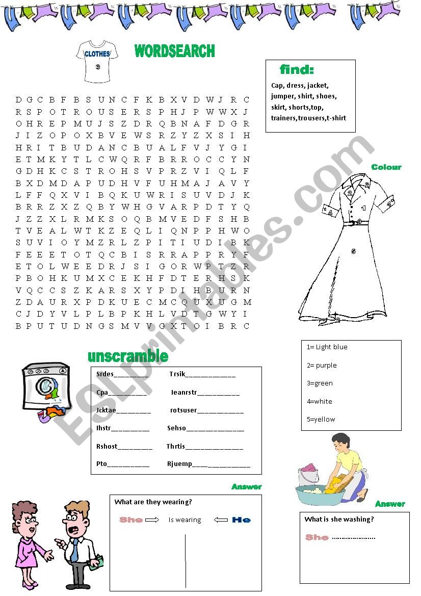 CLOTHES EXERCISES worksheet