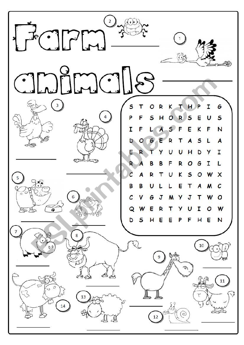 Farm animals worksheet