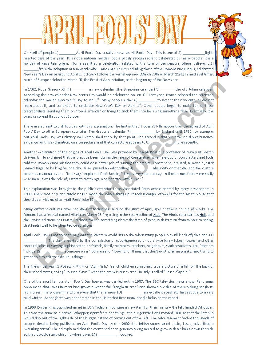 April FoolsÂ´ Day worksheet