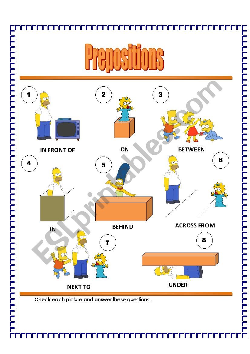 Prepositions worksheet