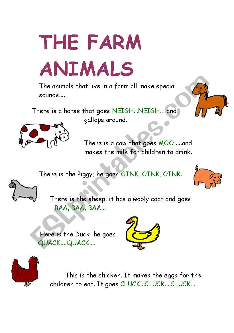 THE FARM ANIMALS worksheet