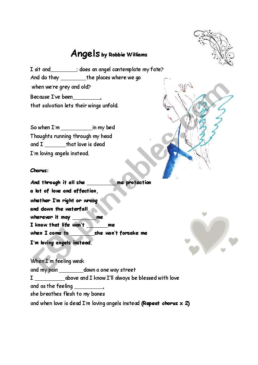 Angels Robbie Williams worksheet