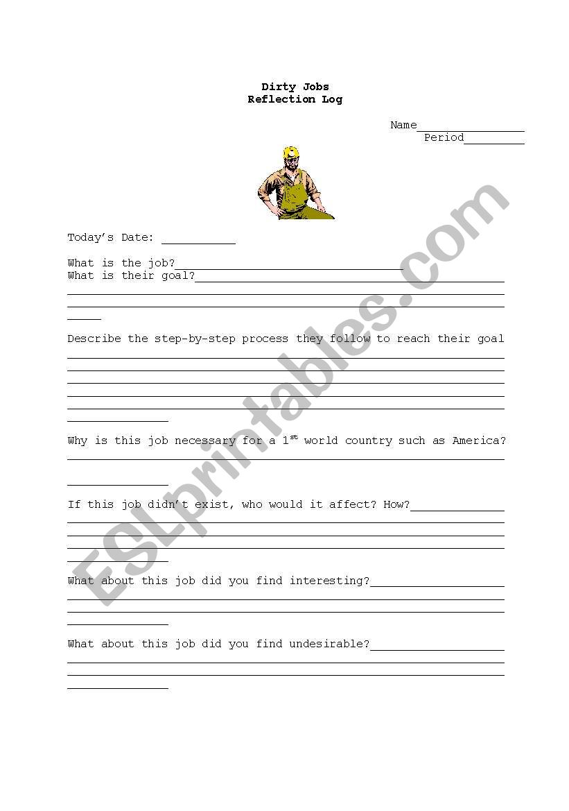 Dirty Jobs Video Reflection  worksheet