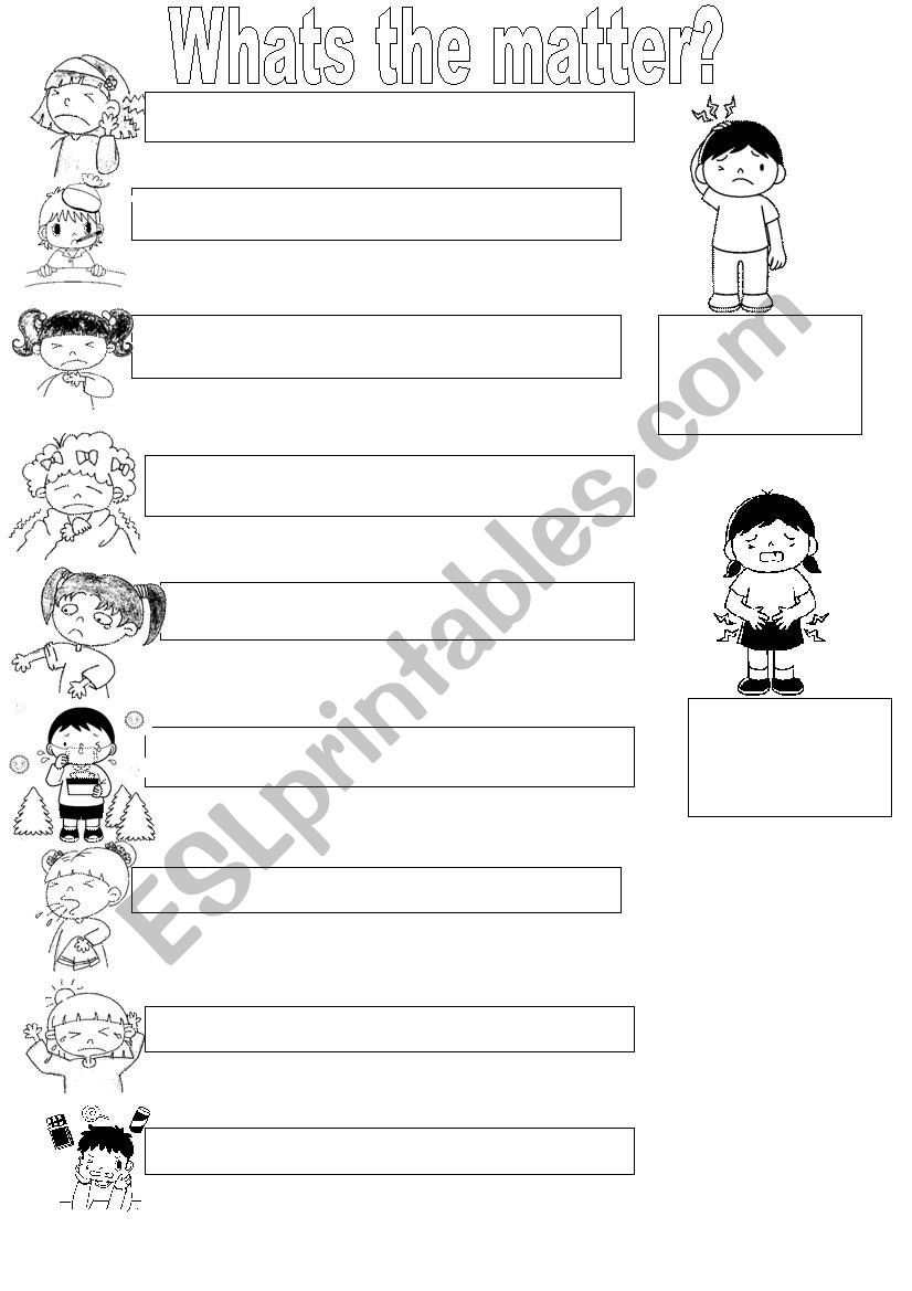 health problems worksheet