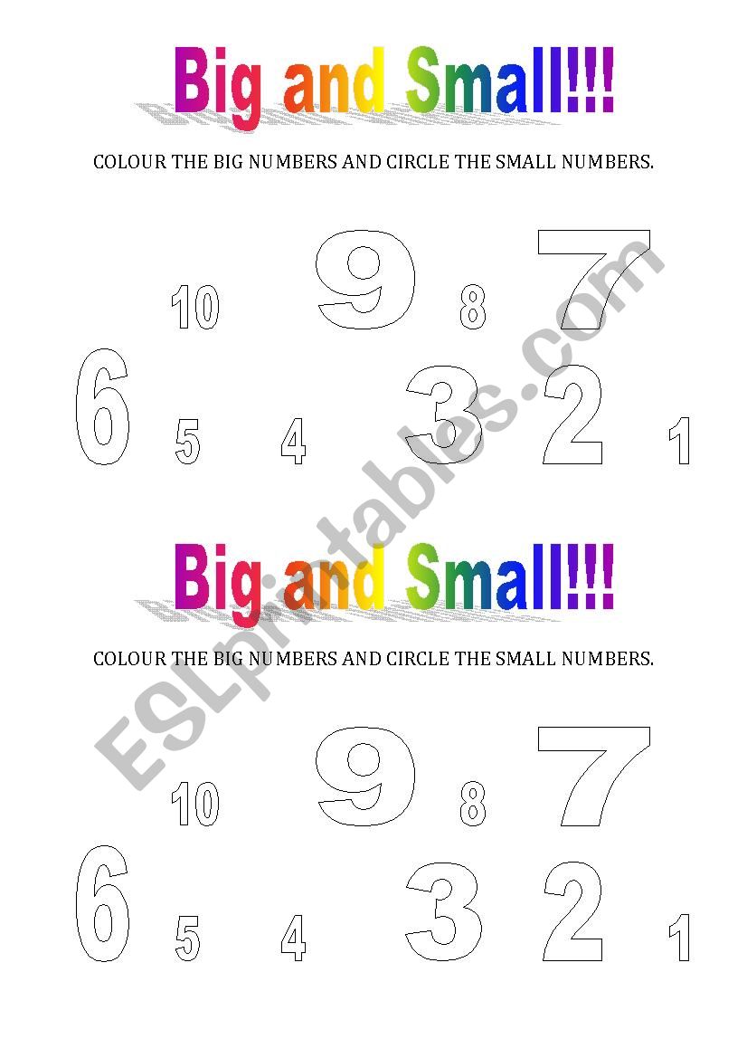 BIG AND SMALL worksheet
