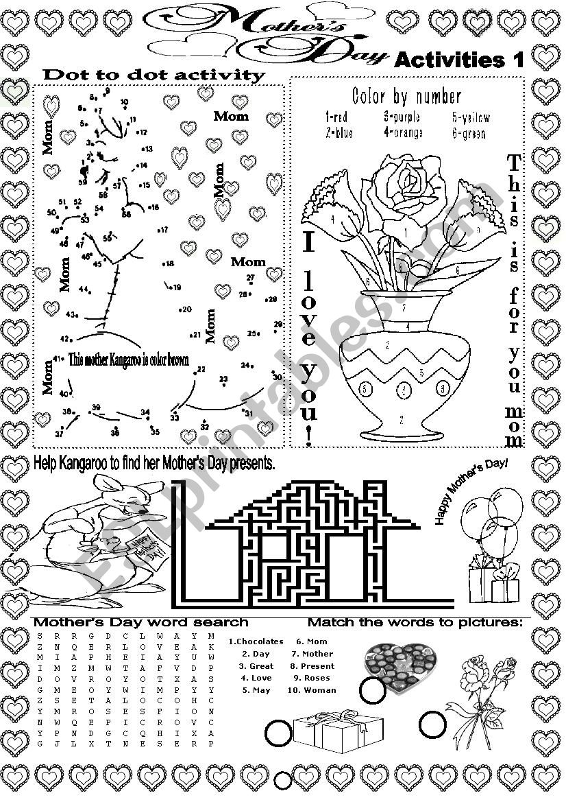 MOTHERS DAY ACTIVITIES 1 worksheet