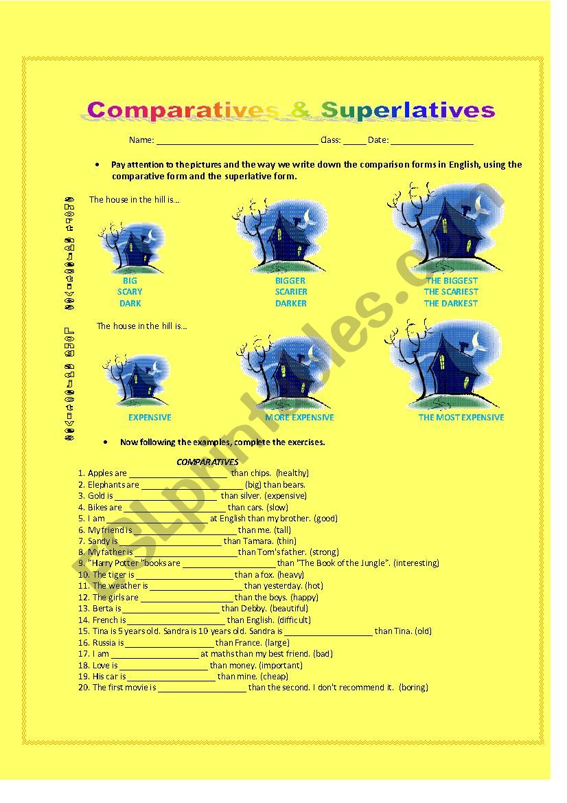 Comparatives & Superlatives worksheet