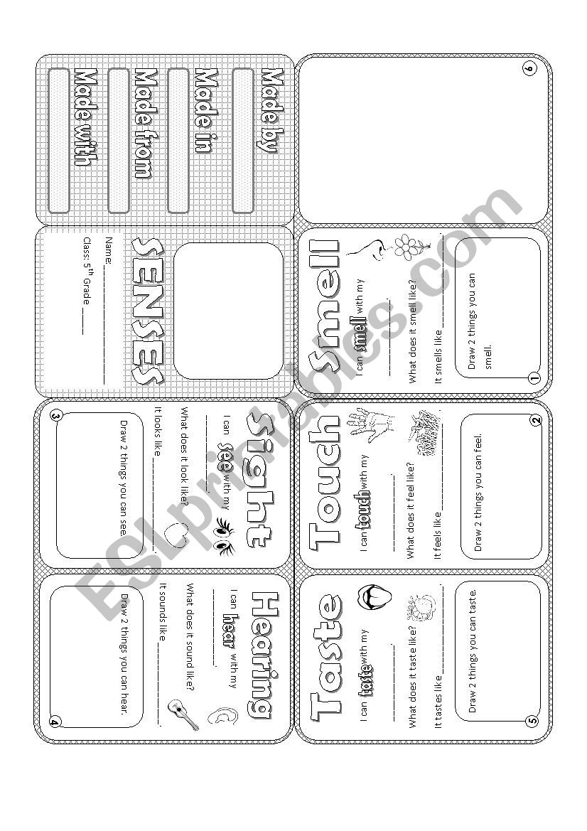 Senses Minibook worksheet