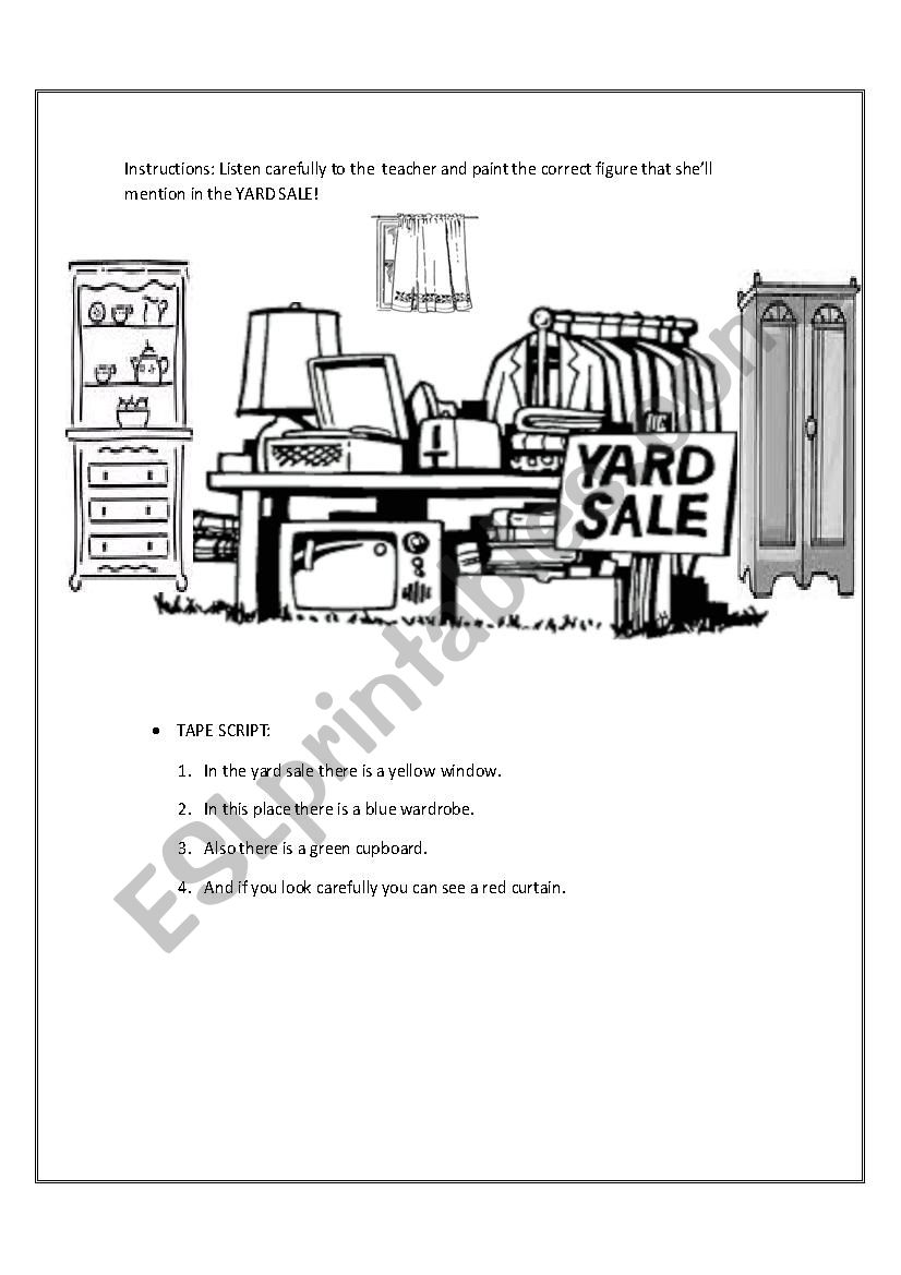 furniture worksheet