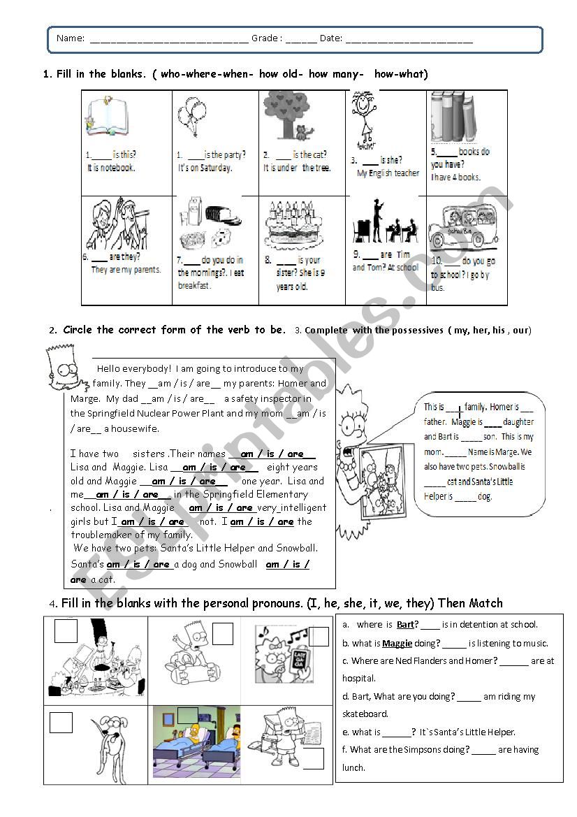 elementary test worksheet