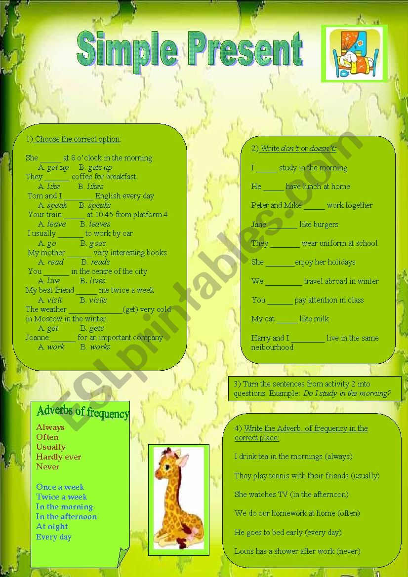 Present Simple Activities!!! worksheet