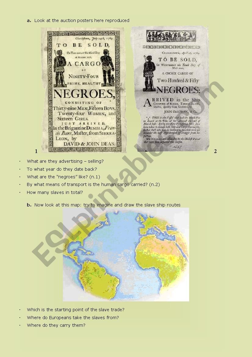 SLAVE TRADE (part 1) worksheet