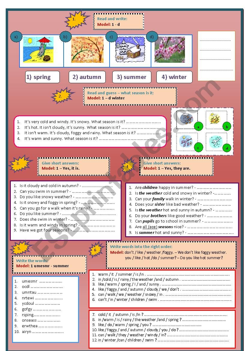 Weather/Seasons/Questions/Word order