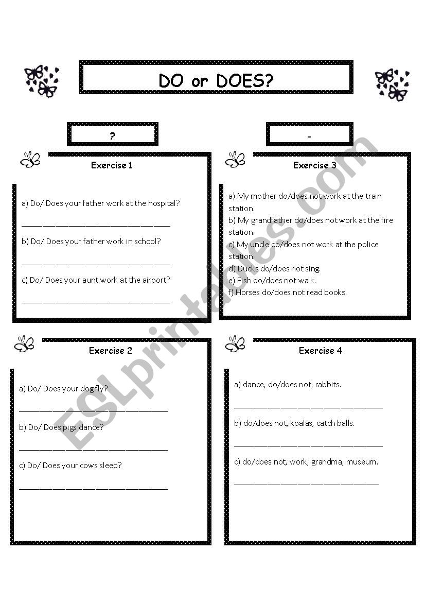 Do or Does worksheet