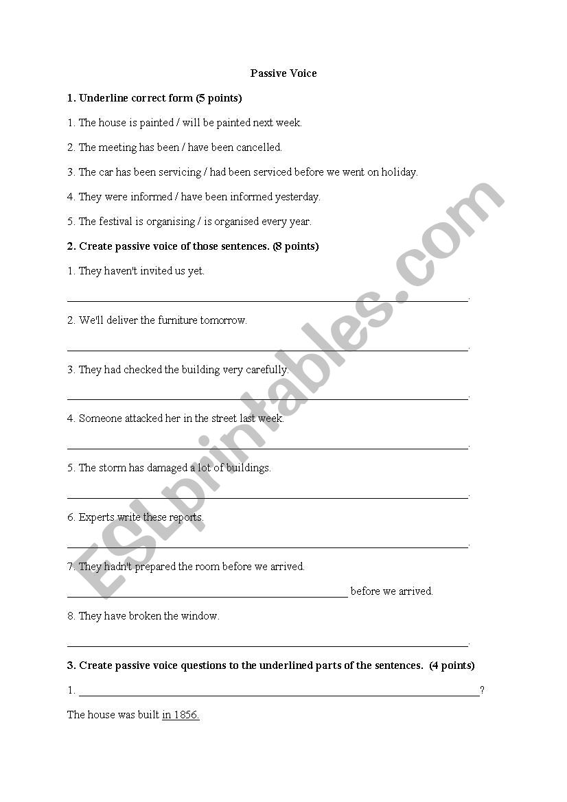 PASSIVE VOICE worksheet