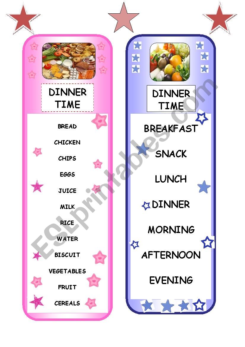 FOOD BOOKMARKS incl. parts of the day