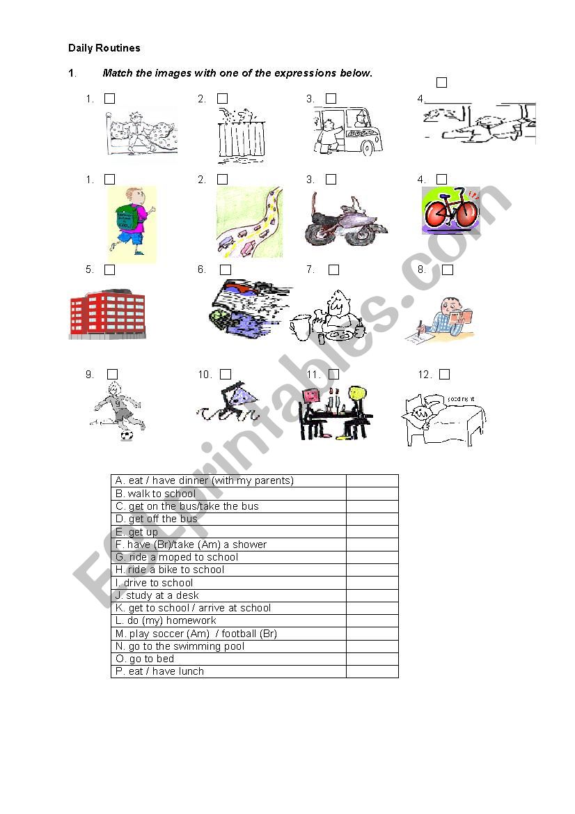 Daily Routine worksheet