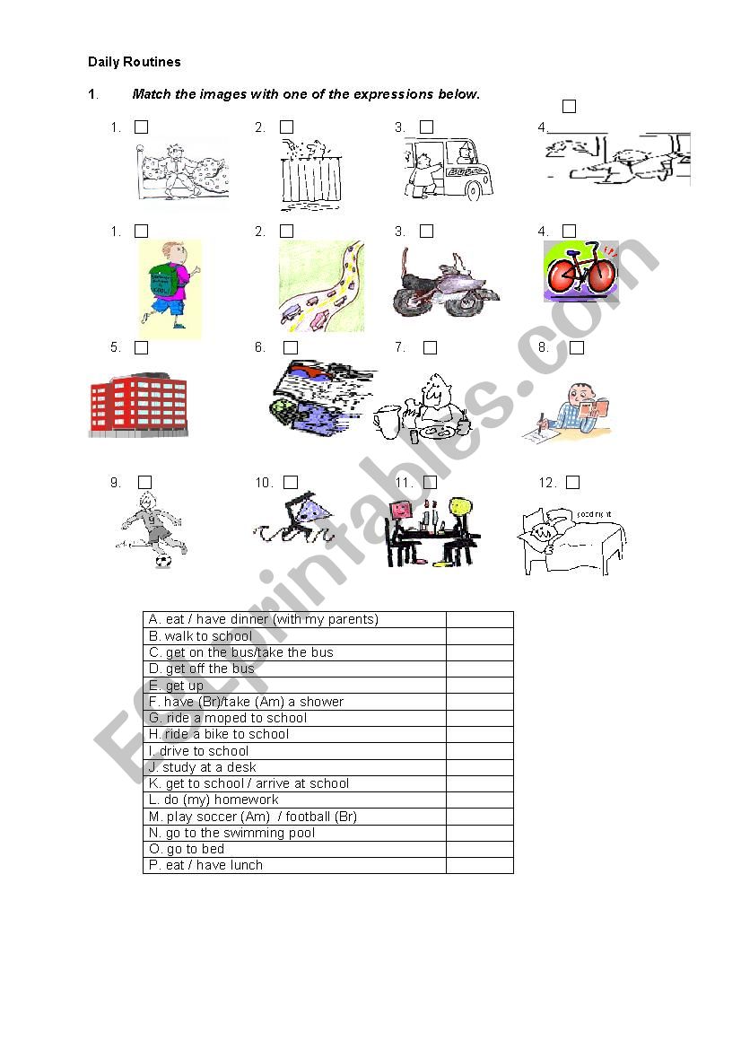 Daily Routine worksheet