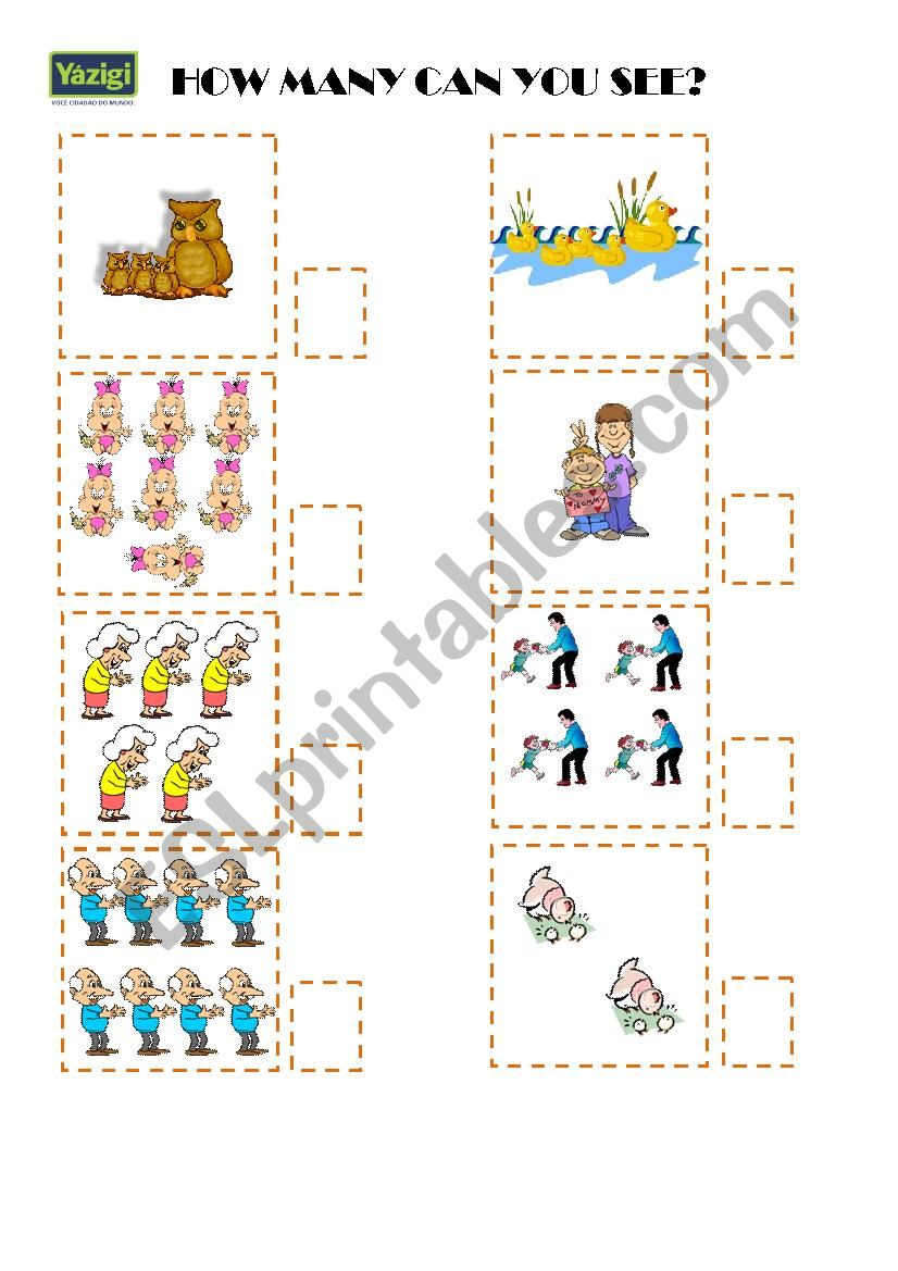 HOW MANY CAN YOU SEE? worksheet