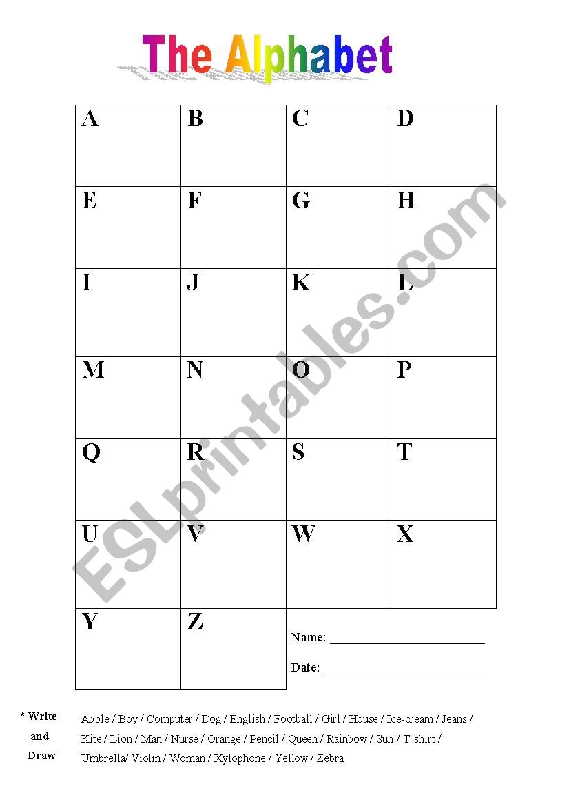 The Alphabet worksheet