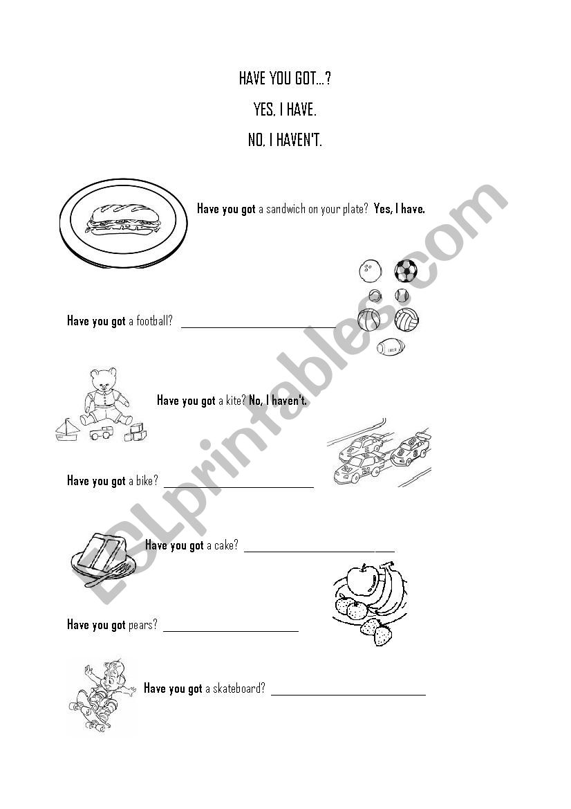 Have you got...?  worksheet