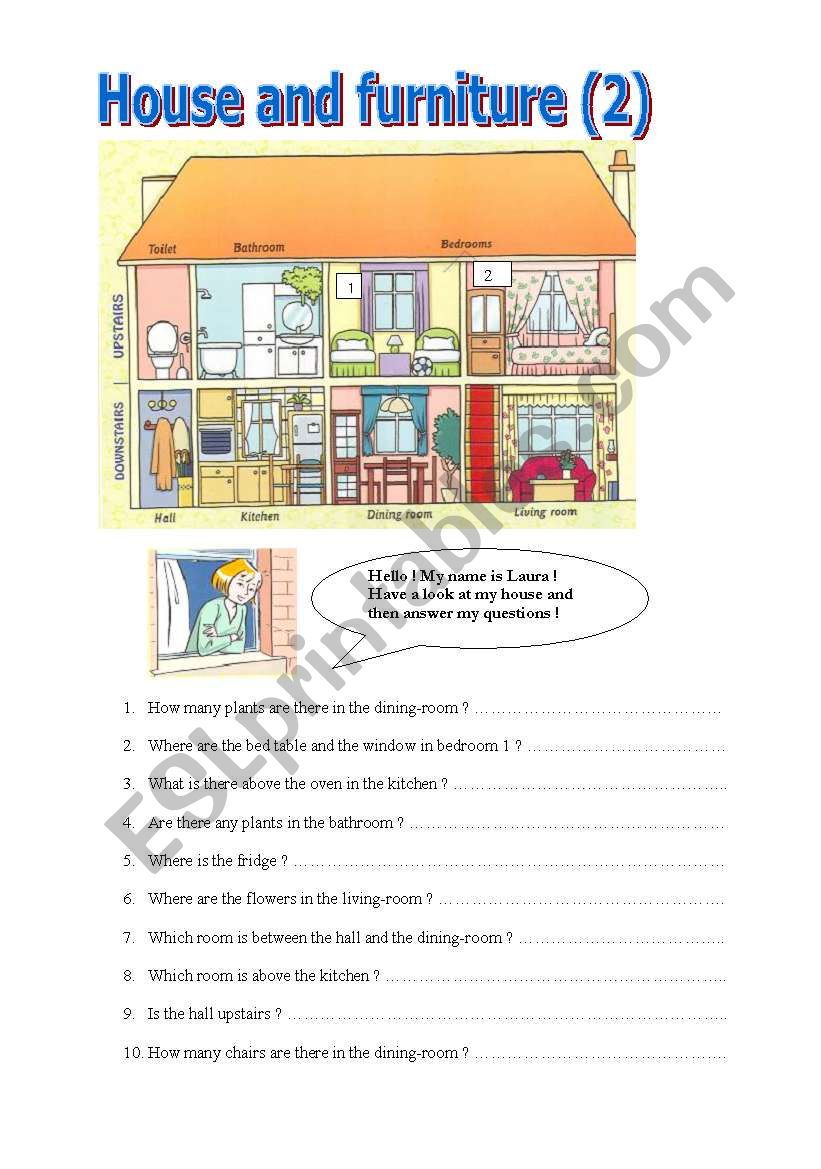 House and furniture (2) worksheet