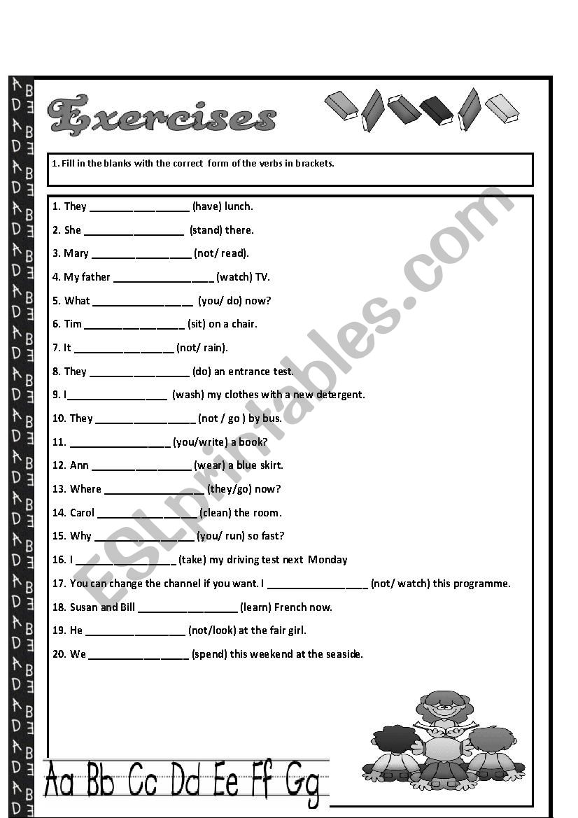 Present Continuos revision worksheet