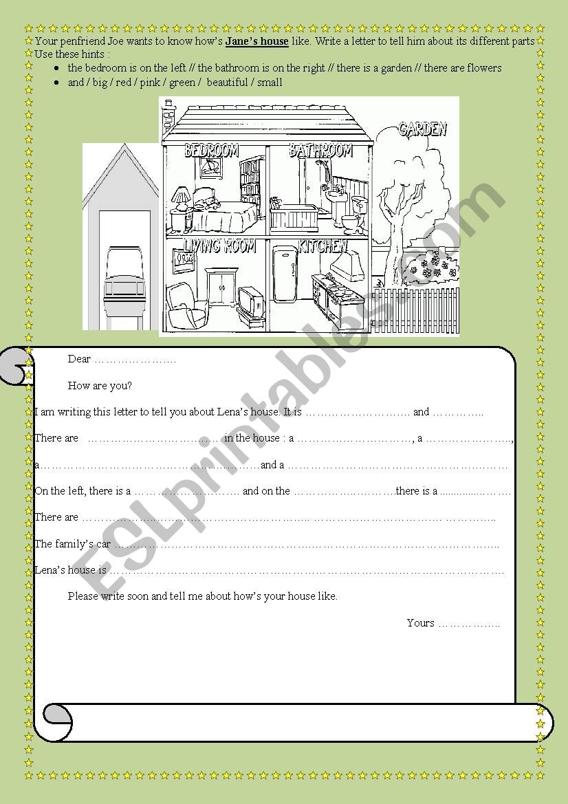 Describing a house worksheet