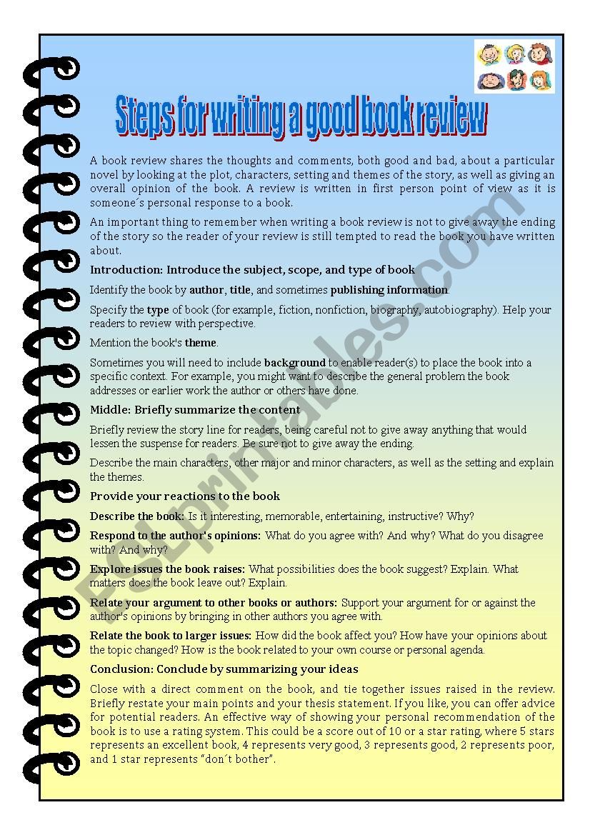 book review worksheet