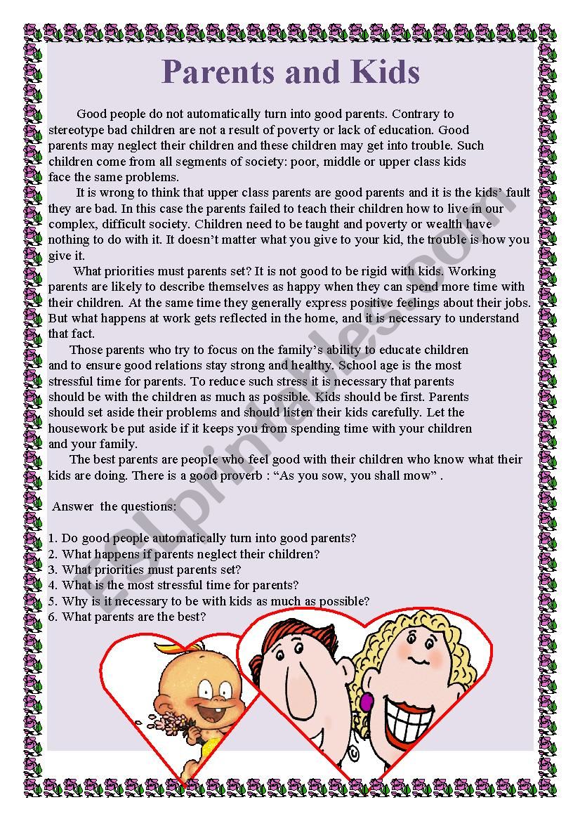 Parents  and  kids worksheet