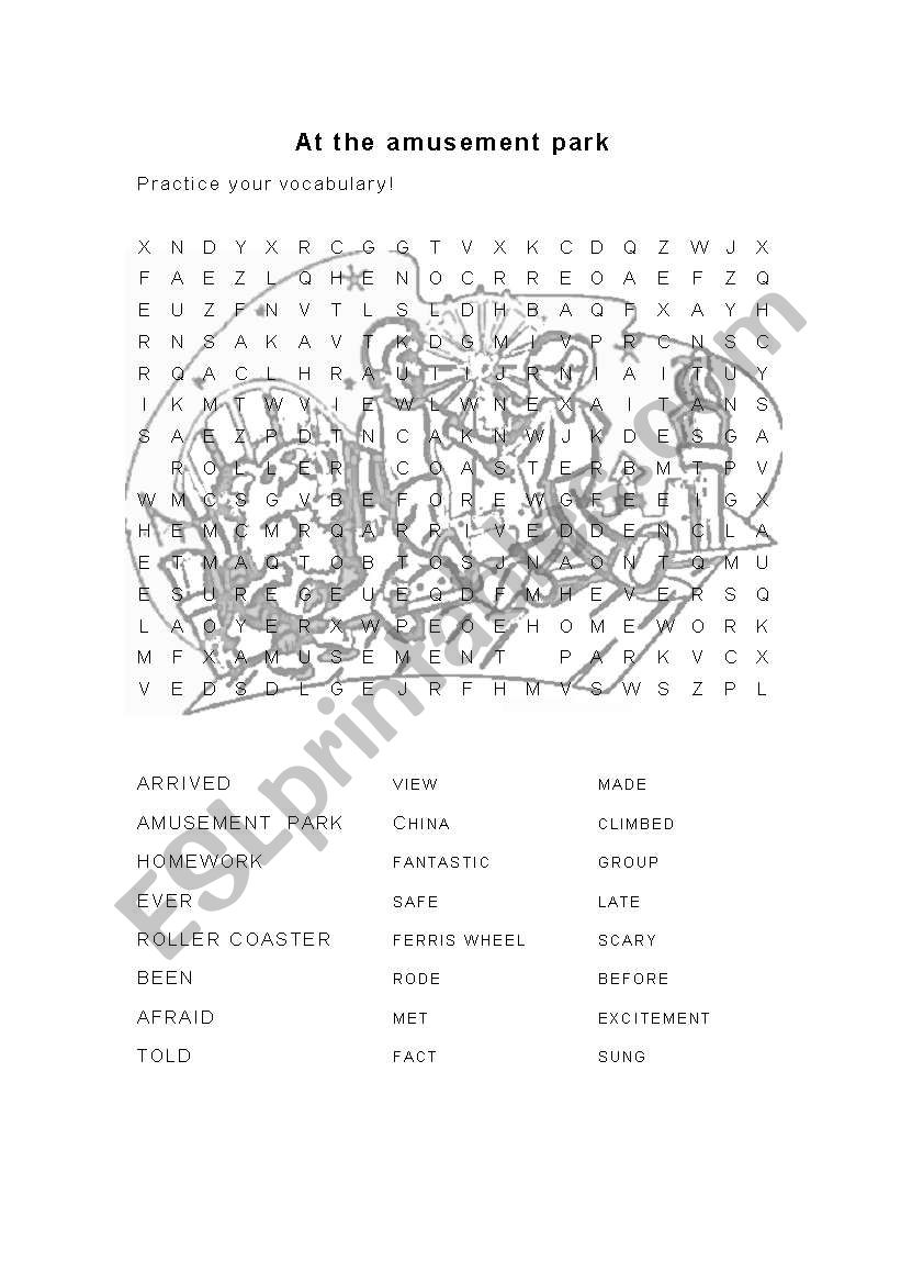 At the amusement park worksheet