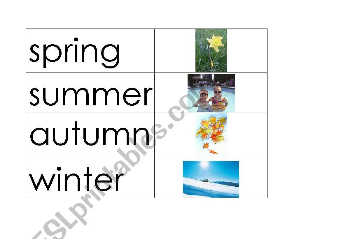 flashcards-seasons worksheet