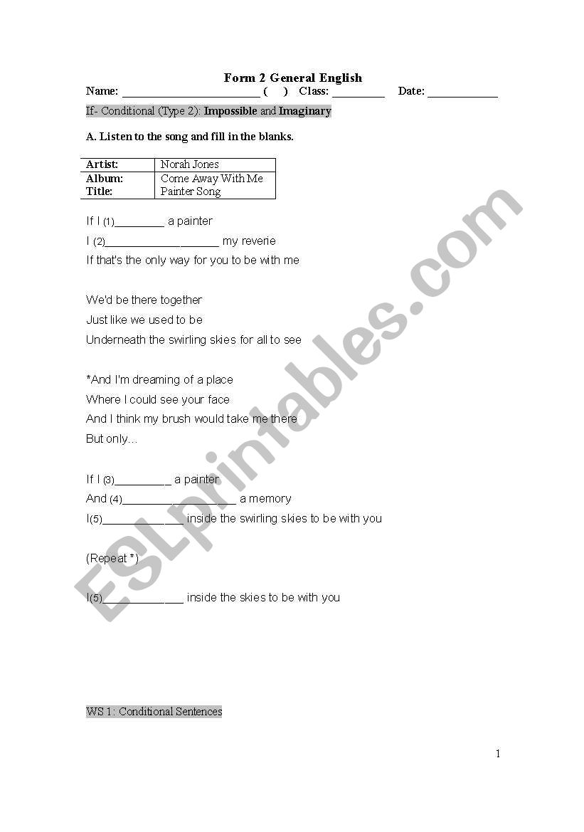 If-conditional (type 2) worksheet