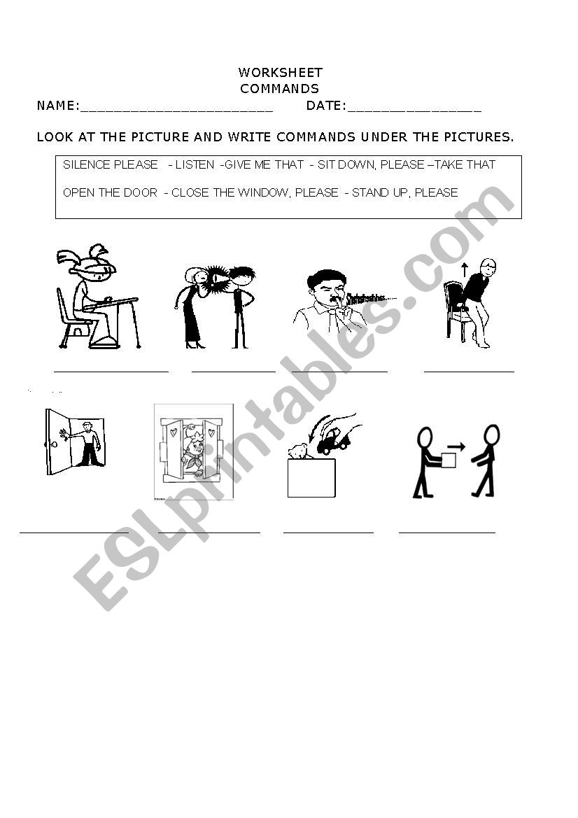 Commands worksheet