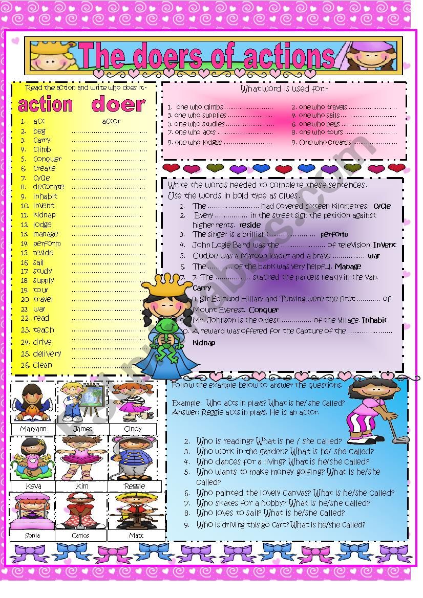 Actions and Doers worksheet