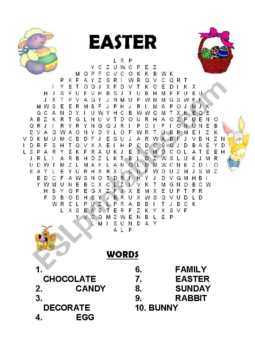 Easter Wordsearch worksheet