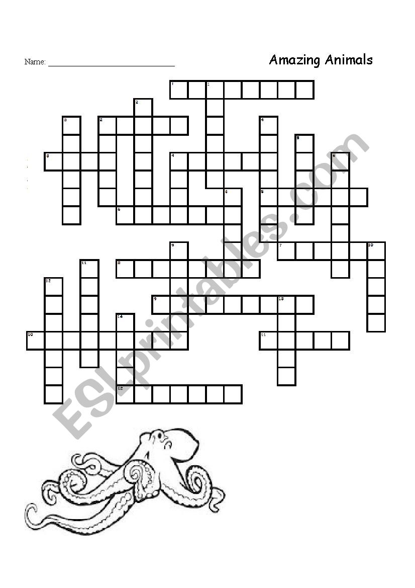 Amazing Animals Crossword worksheet