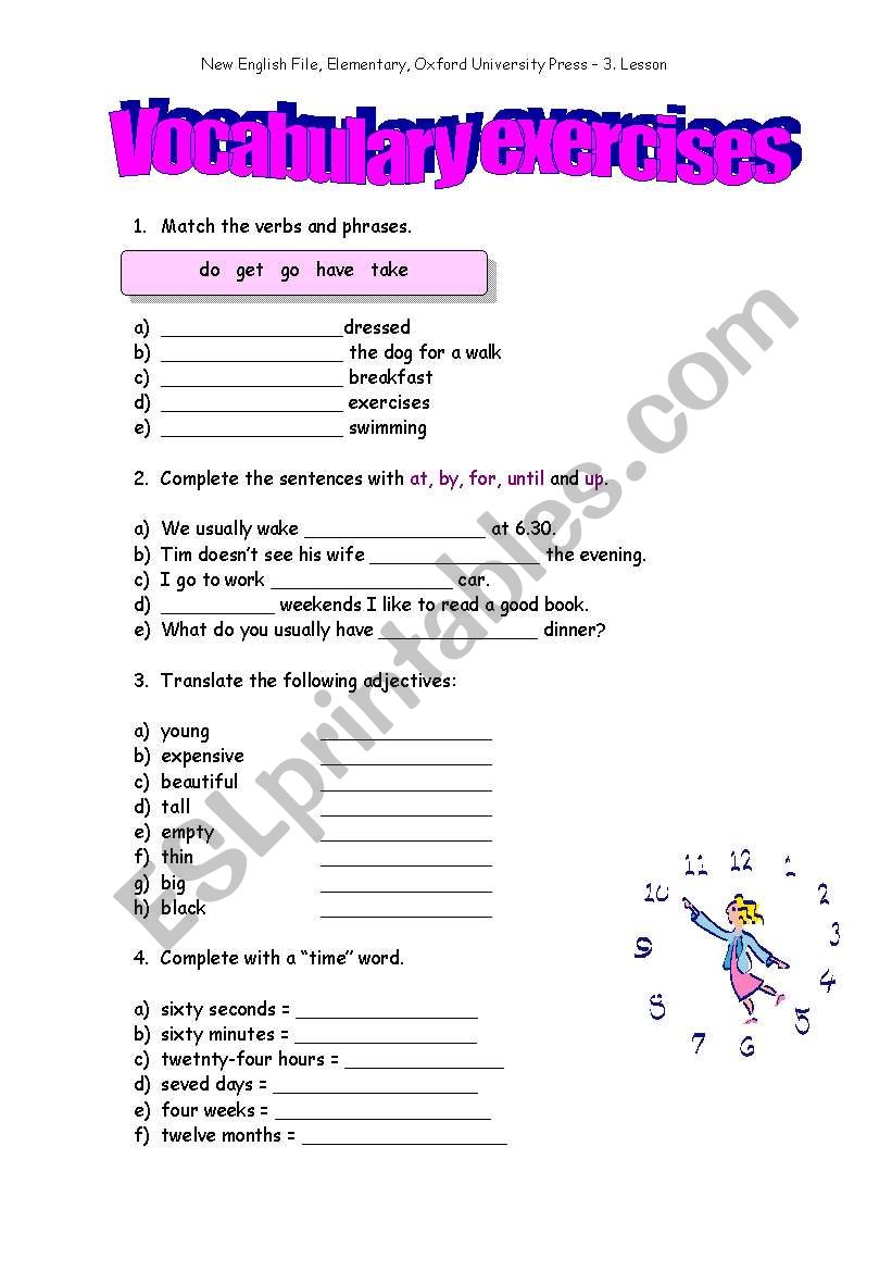 vocabulary exercises worksheet